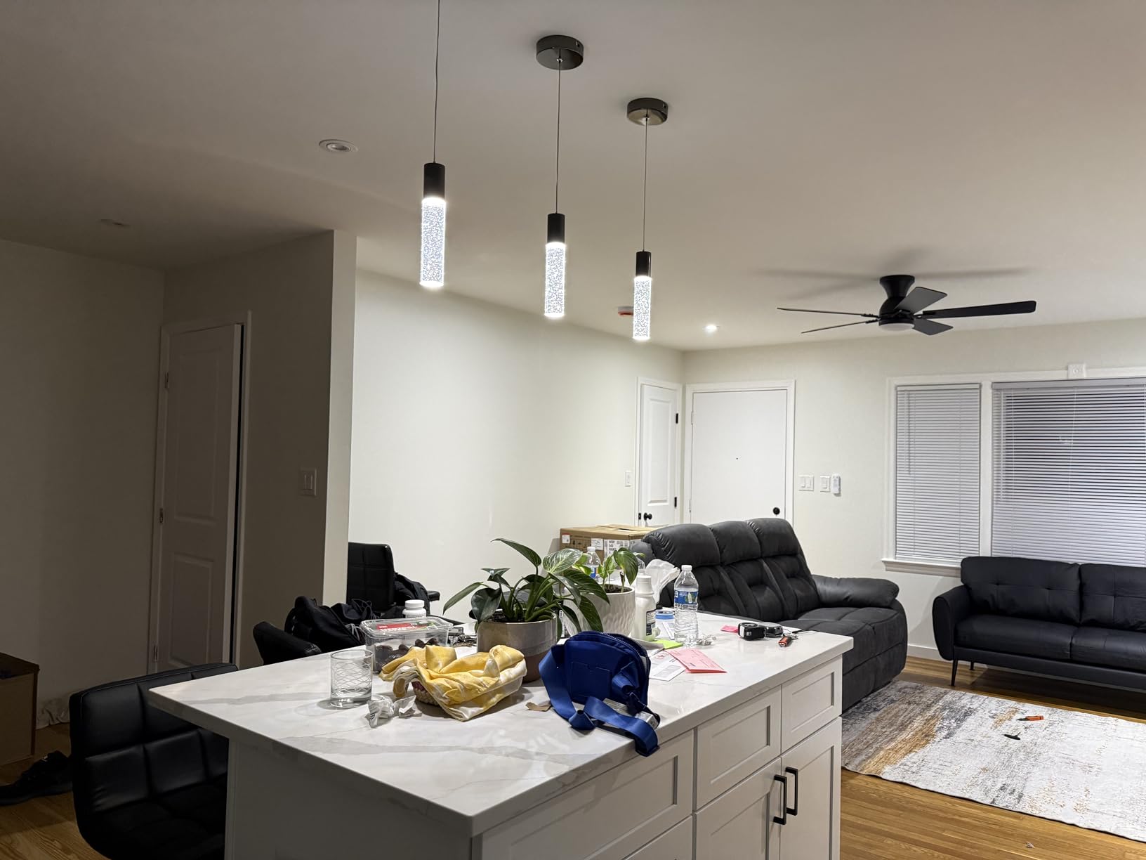 OKELI Modern Pendant Light, 3 Color LED Bubble Crystal Island Light Fixtures, Chrome Mini Pendant Lighting for Kitchen Island, Bar, 6W, 3000-6000K, ETL customer photo 1