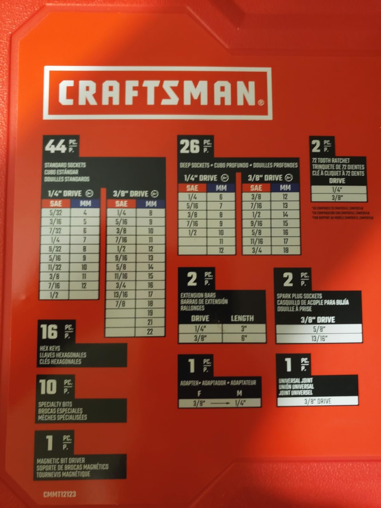 Mechanics Tool Set 105 Pcs, Standard (SAE) and Metric with Case, 1/4 and 3/8 Inch Drive Car Tool Kit (CMMT12123) customer photo 1