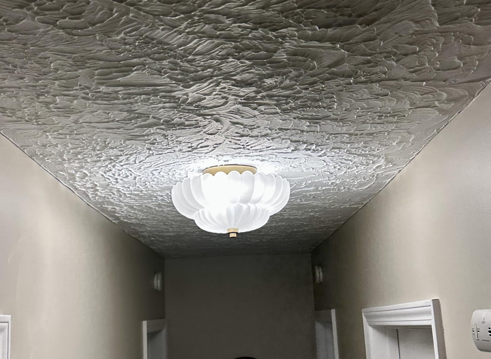 HYDELITE Gold Flush Mount Ceiling Light with Scalloped Frosted Milk Glass | Modern Brass Semi Flush Mount Ceiling Light Vintage Close to Ceiling for Bathroom Bedroom Entryway Kitchen customer photo 1