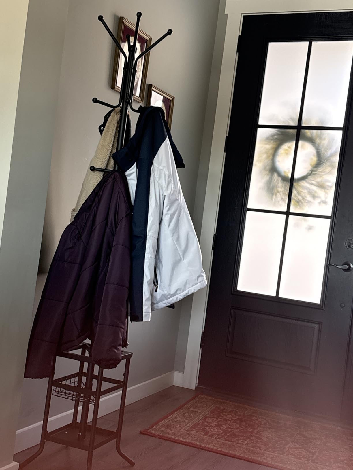 Yoobure Coat Rack Freestanding - Coat Tree with Umbrella Holder, Metal Coat Rack Stand with 12 Hooks, Modern Coat Hanger Stand for Entryway, Purse Rack Hat Rack Stand for Living Room Bedroom Office customer photo 2