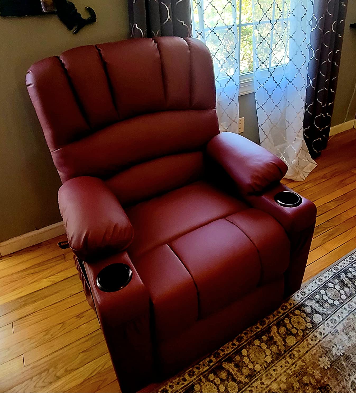 MCombo Oversized Power Lift Recliner Chair for Big and Tall Elderly, R7092 | Heat & Massage, Wider seat, USB & Type C Charging, Cup Holders, FSC, Breathable Faux Leather (Large-Wide, Dark Brown) customer photo 2