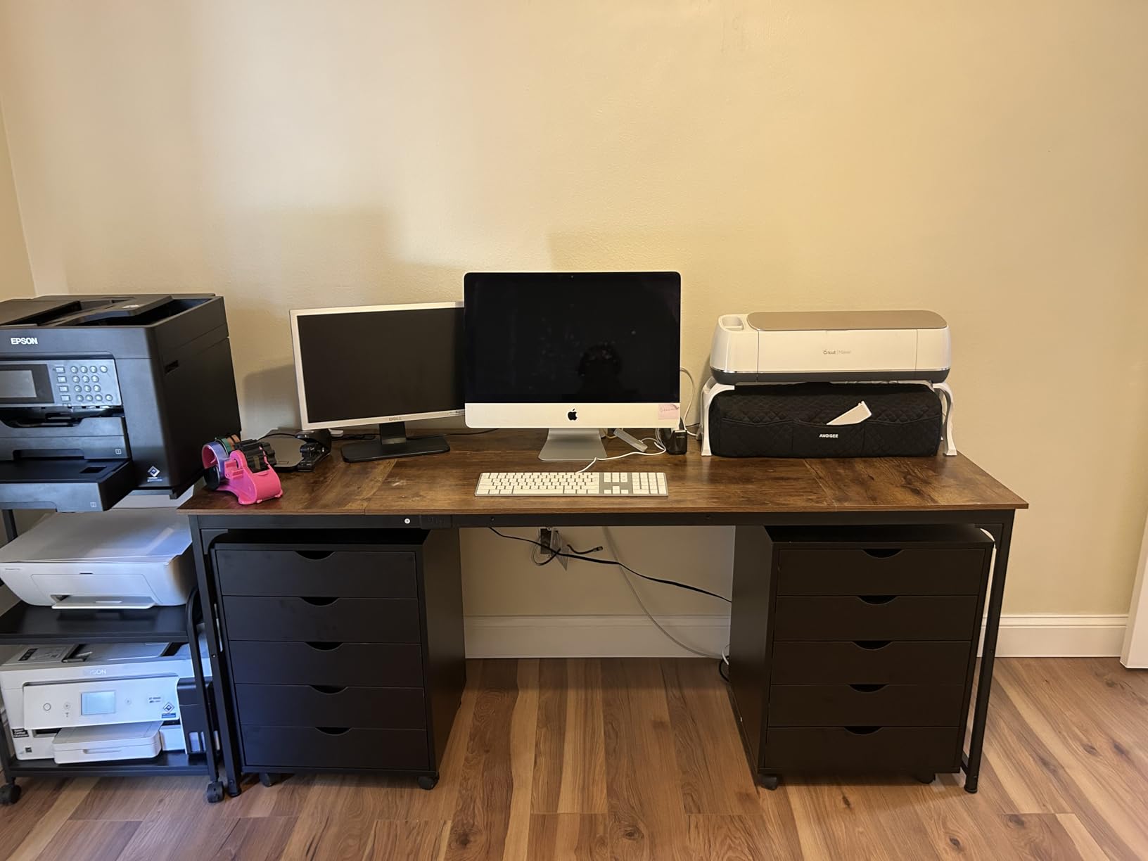 Coleshome 71 Inch Computer Desk with USB Ports, Large Office Desk, Long Study Student Writing Desk, Rustic Brown customer photo 1