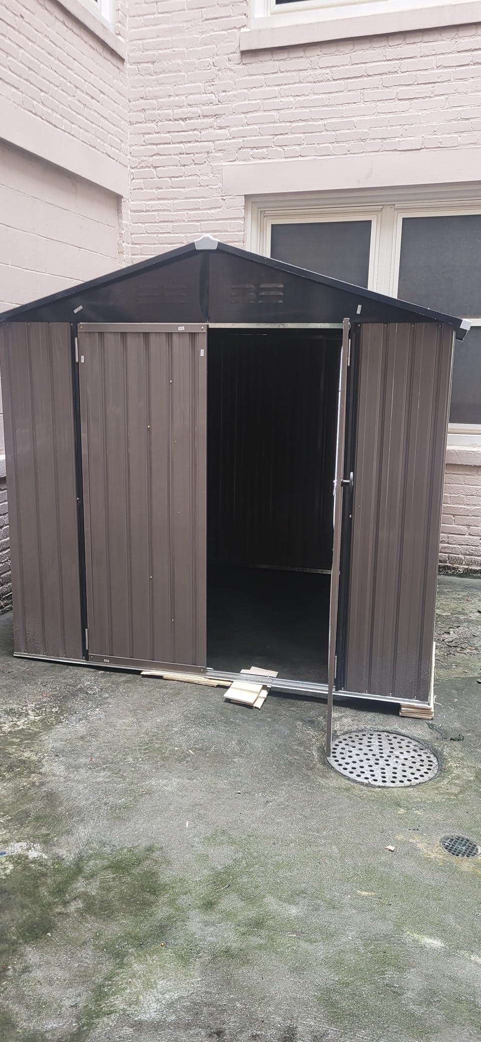 AECOJOY 3' x 6' Waterproof Metal Lean to Bike Storage Shed, Small Heavy Duty Garden Tool Shed with Lockable Doors, Ventilated Outside Storage for Backyard, Patio - Dark Grey customer photo 1
