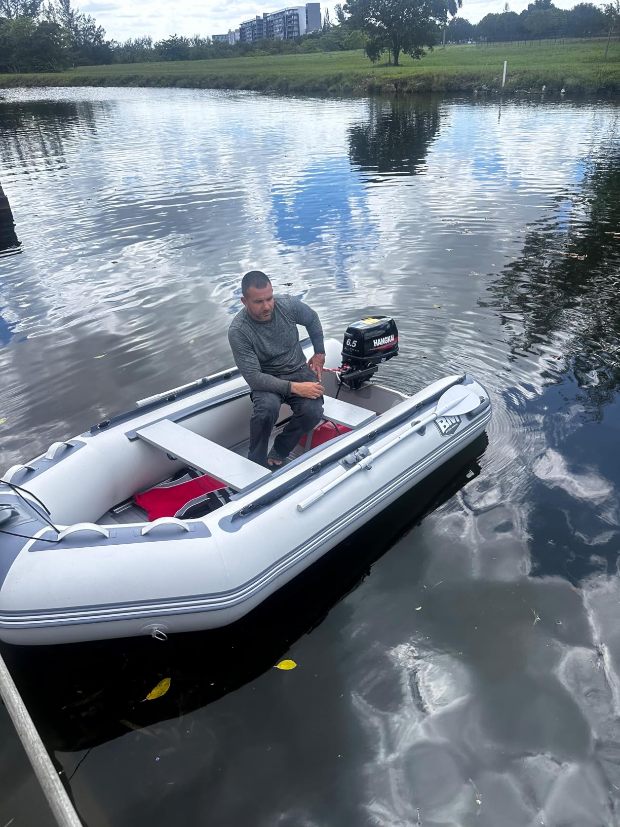 BEYOND MARINA Inflatable Dinghy Boat - 3-5 Person Inflatable Boat for Adults Heavy Duty Fishing Boat with Aluminum Oars, Floor Panels customer photo 1