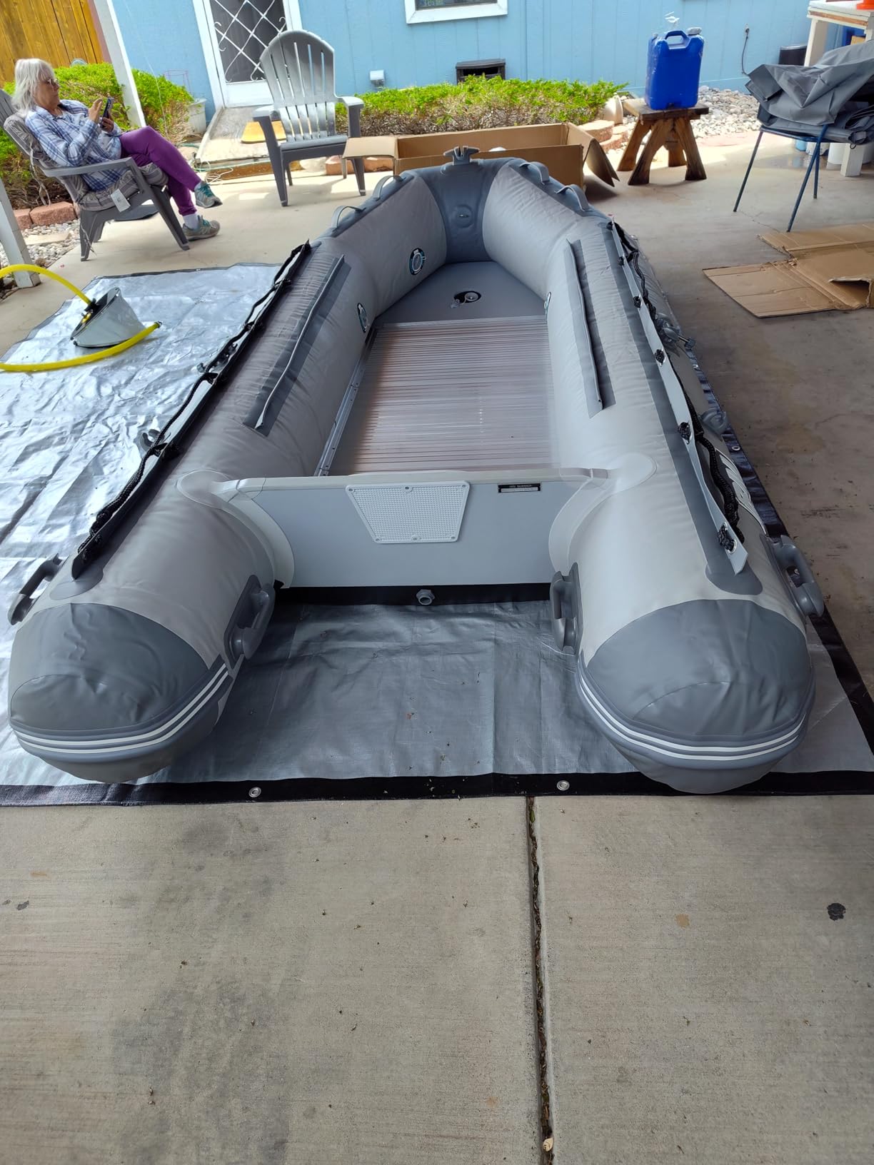 BEYOND MARINA Inflatable Dinghy Boat - 3-5 Person Inflatable Boat for Adults Heavy Duty Fishing Boat with Aluminum Oars, Floor Panels customer photo 2