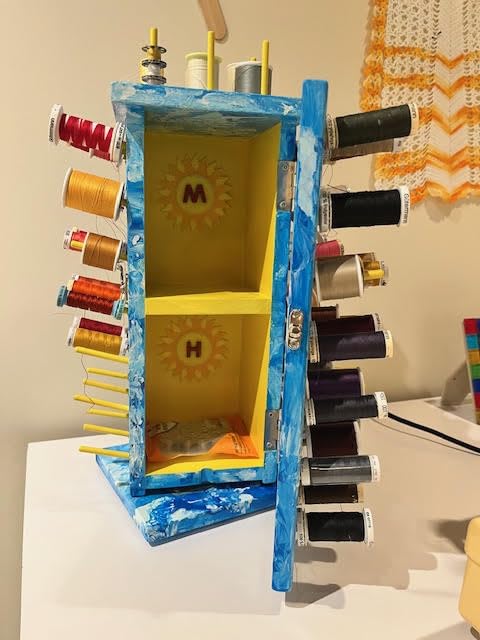 New brothread 93 Spools (DIY) 360° Fully Rotating Wooden Thread Rack/Thread Holder Organizer with Inner Storage Compartments for Sewing, Quilting, Embroidery, Hair-braiding and Jewelry customer photo 2