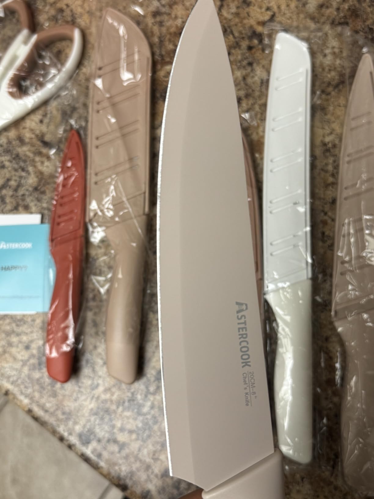 Astercook Knife Set, 13 Pieces Kitchen Knives Set with Healthy Anti-Rust Coating, Dishwasher Safe, Stainless Steel Chef Knife Sets with 6 Blade Guards customer photo 2