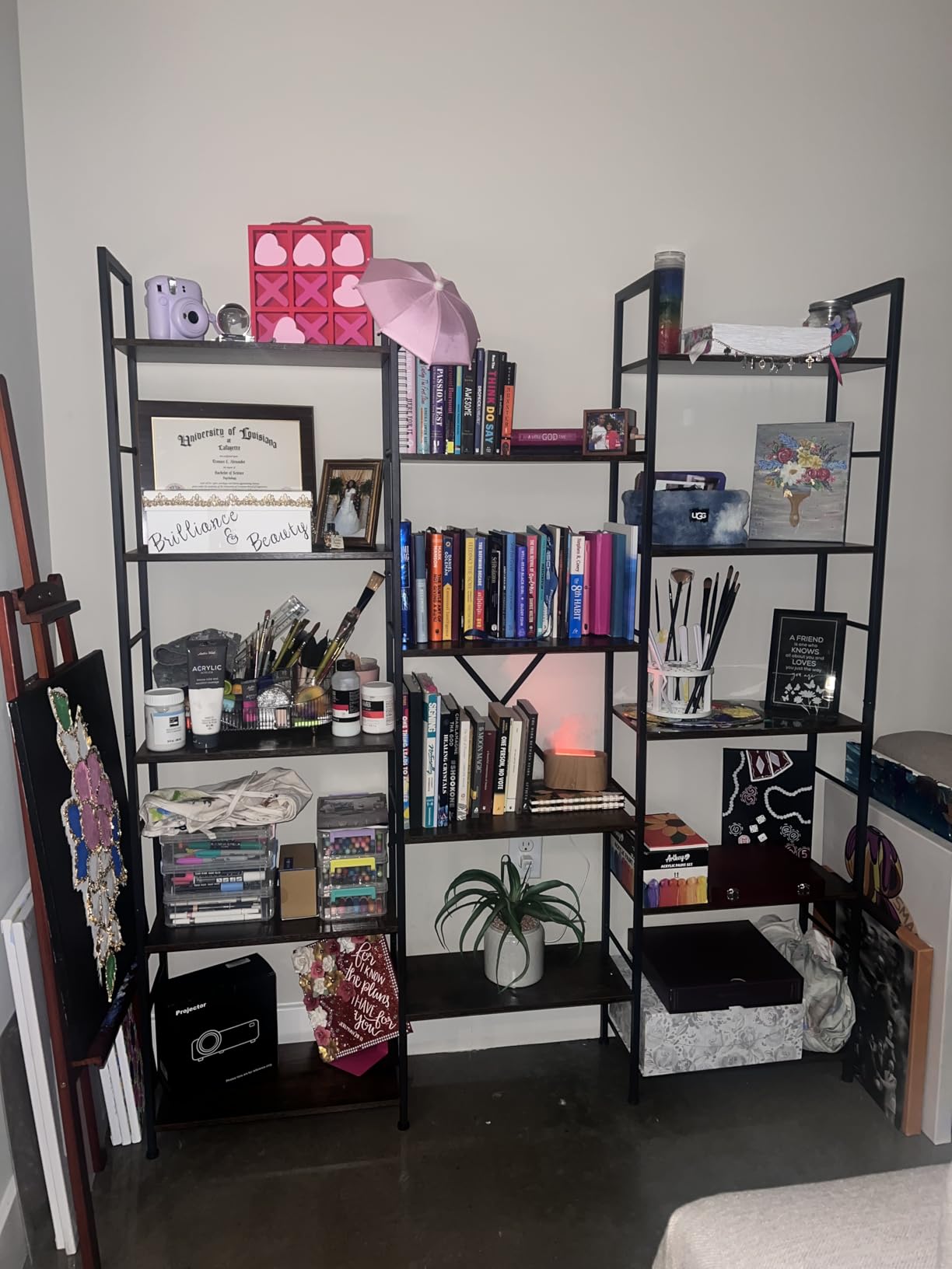 Shintenchi Triple 5 Tier Bookshelf, Industrial Large Bookcase with 14 Open Display Shelves, Large Etagere Bookshelf, Wide Book Shelf Book Case for Home & Office, Brown customer photo 2