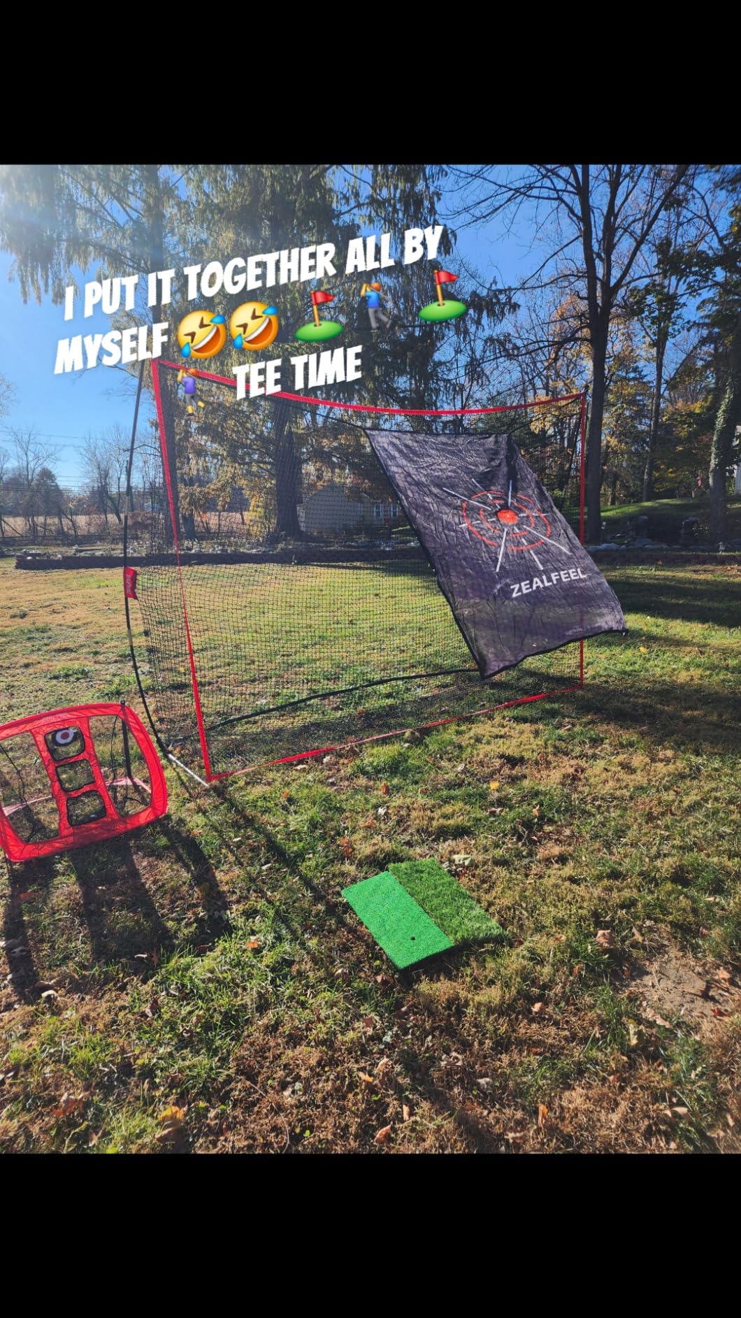ZEALFEEL Golf Net, 10x7ft Practice Net with Chipping Net, Foldable Mat, Silk Target, 8 Tees, 6 Balls, Carry Bag, Golf Hitting Nets for Backyard Driving Chipping Indoor Outdoor Use customer photo 1