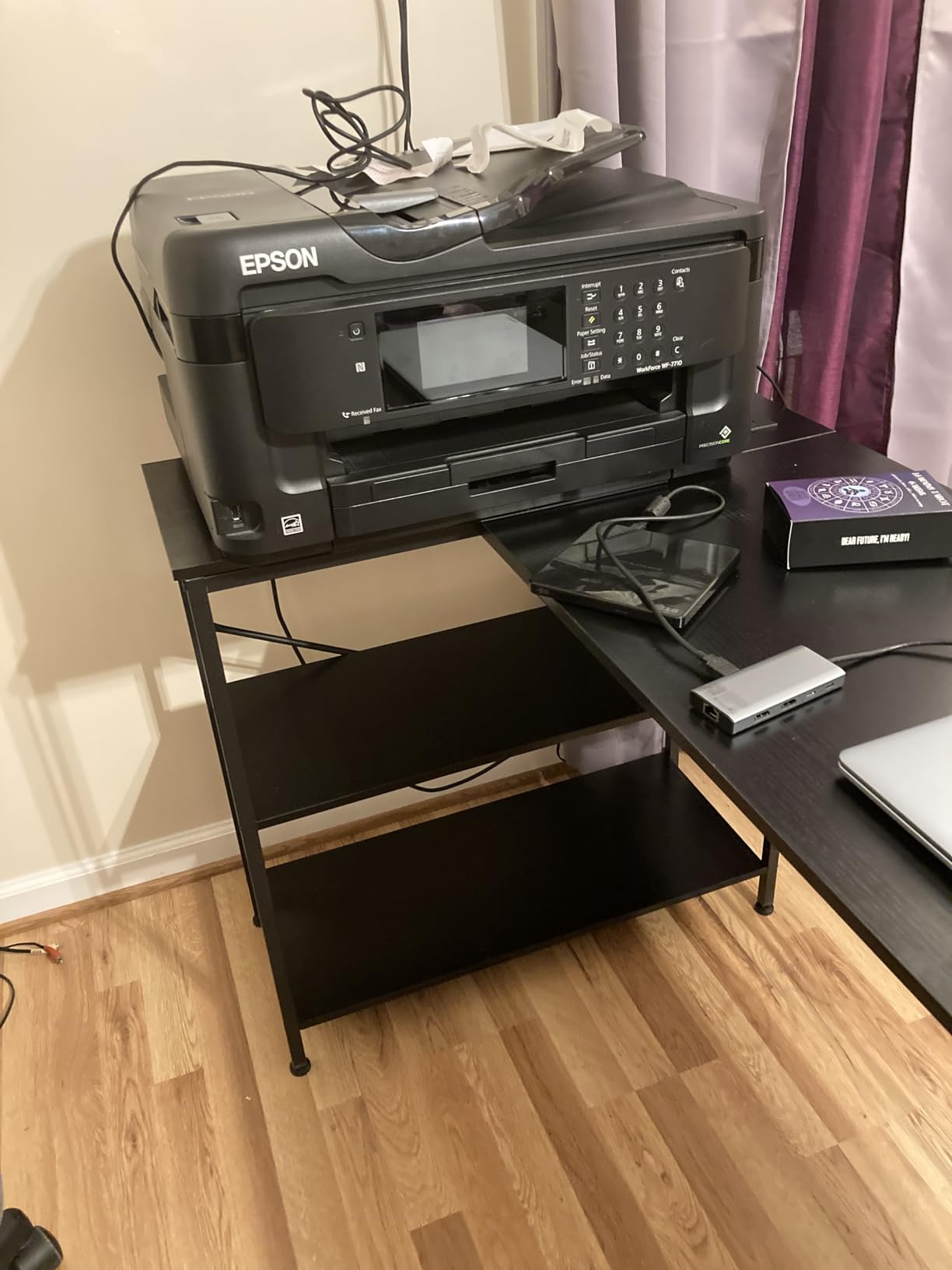 Huuger L Shaped Office Desk with Power Outlets & 3 Drawers | 47 Inch Computer Desk with Shelves, for Gaming, Corner Work, Home Office, Study, Rustic Brown customer photo 2