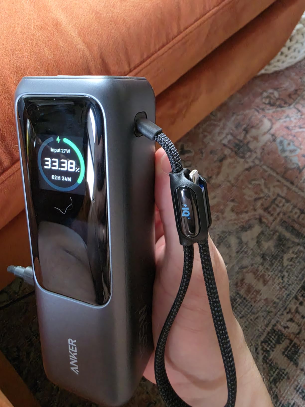 Anker Laptop Power Bank, 25,000mAh Portable Charger with 165W Total Output, 3 USB-C Ports (100W Max Each), Built-in Retractable Cables customer photo 1