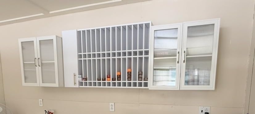 OmySalon Wall Mounted Salon Station, Cabinet with Hair Color Rack, Salon Color Rack Organizer with Adjustable Shelves, Barber Hair Dye Display for Hair Stylist, White customer photo 2