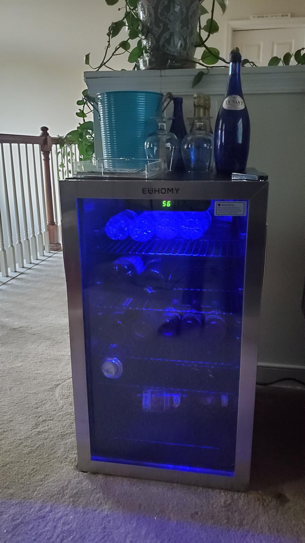 EUHOMY Wine Cooler, 128 Can Wine Fridge with Glass Door for Soda Beer or Wine, Mini Fridge for Home, Office, Bar with Adjustable Removable Shelves, Silver customer photo 2