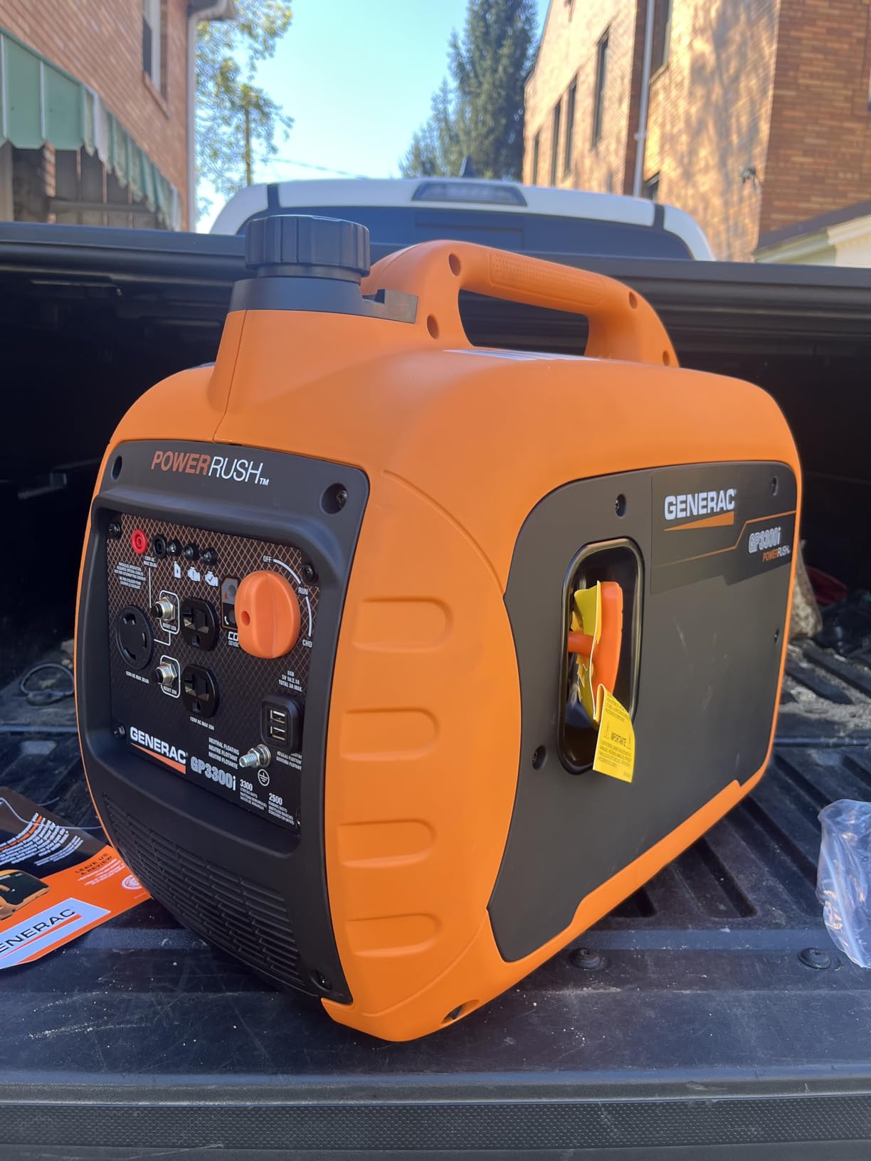 Generac 3,300 Watt Gas Powered Portable Inverter Generator, USB Charging | 2,500 Running Watts, Clean Stable Power, Lightweight, RV Ready, Home Backup, Camping, 49 State Compliant customer photo 1