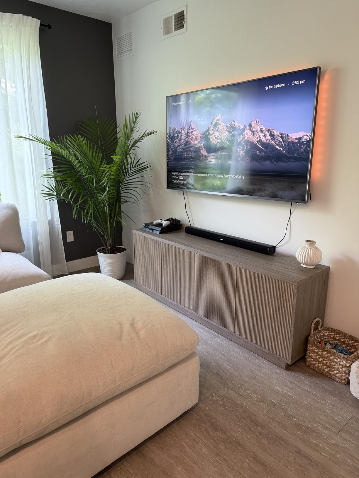 Henn&Hart Fluted TV Stand for TVs up to 85