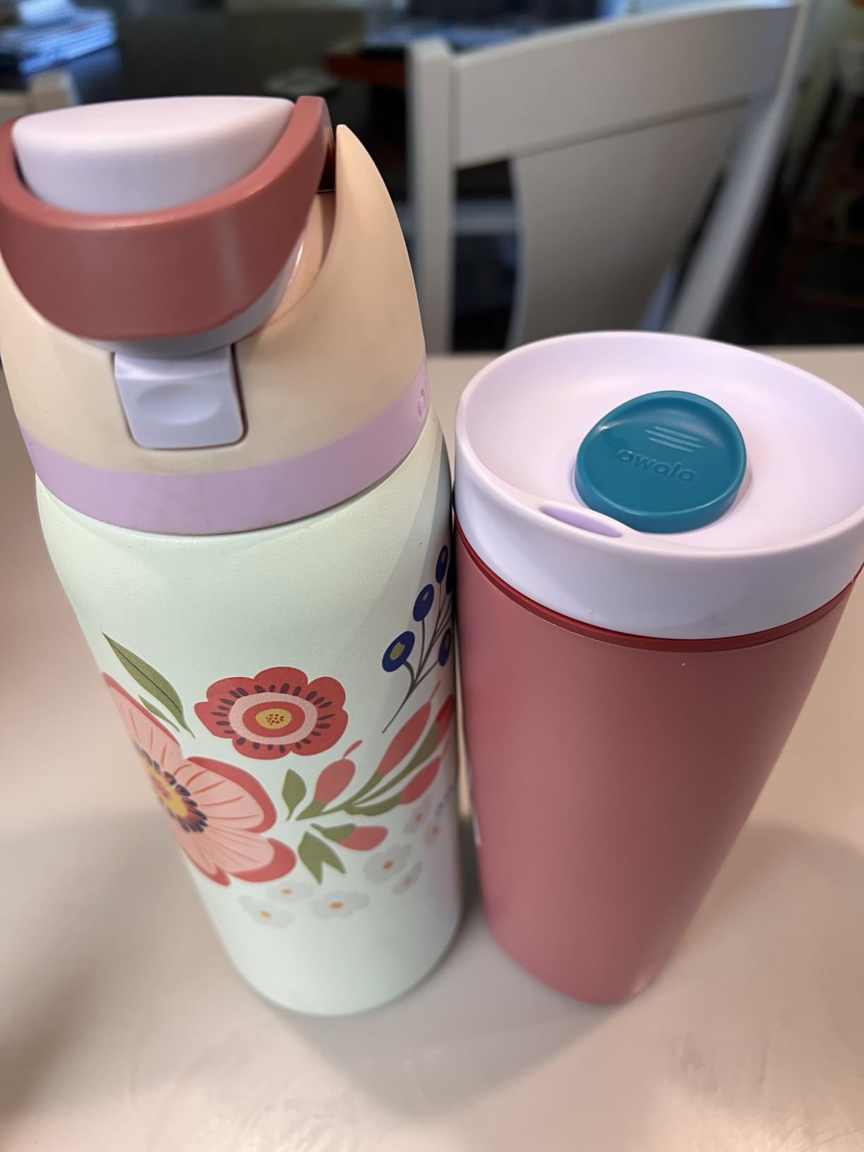Owala SmoothSip Slider Insulated Stainless Steel Coffee Tumbler, Reusable Iced Coffee Cup, Hot Coffee Travel Mug, BPA Free 20 oz, Vanilla Bean customer photo 1