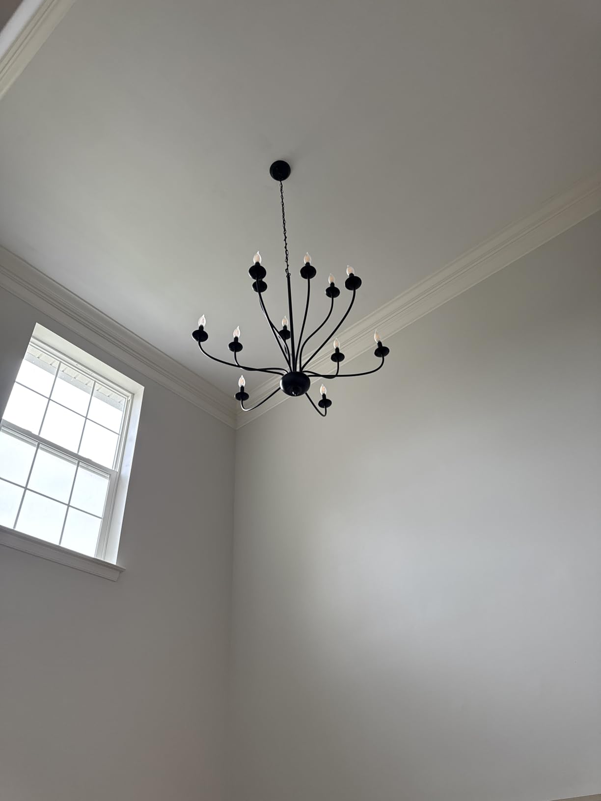Black Chandelier 12 Light, Large Modern Farmhouse Chandeliers for Dining Room, Industrial Candle Pendant Lighting Fixture for Foyer Hallway Entryway High Ceiling, Bedroom, Living Room, Kitchen E12 customer photo 1