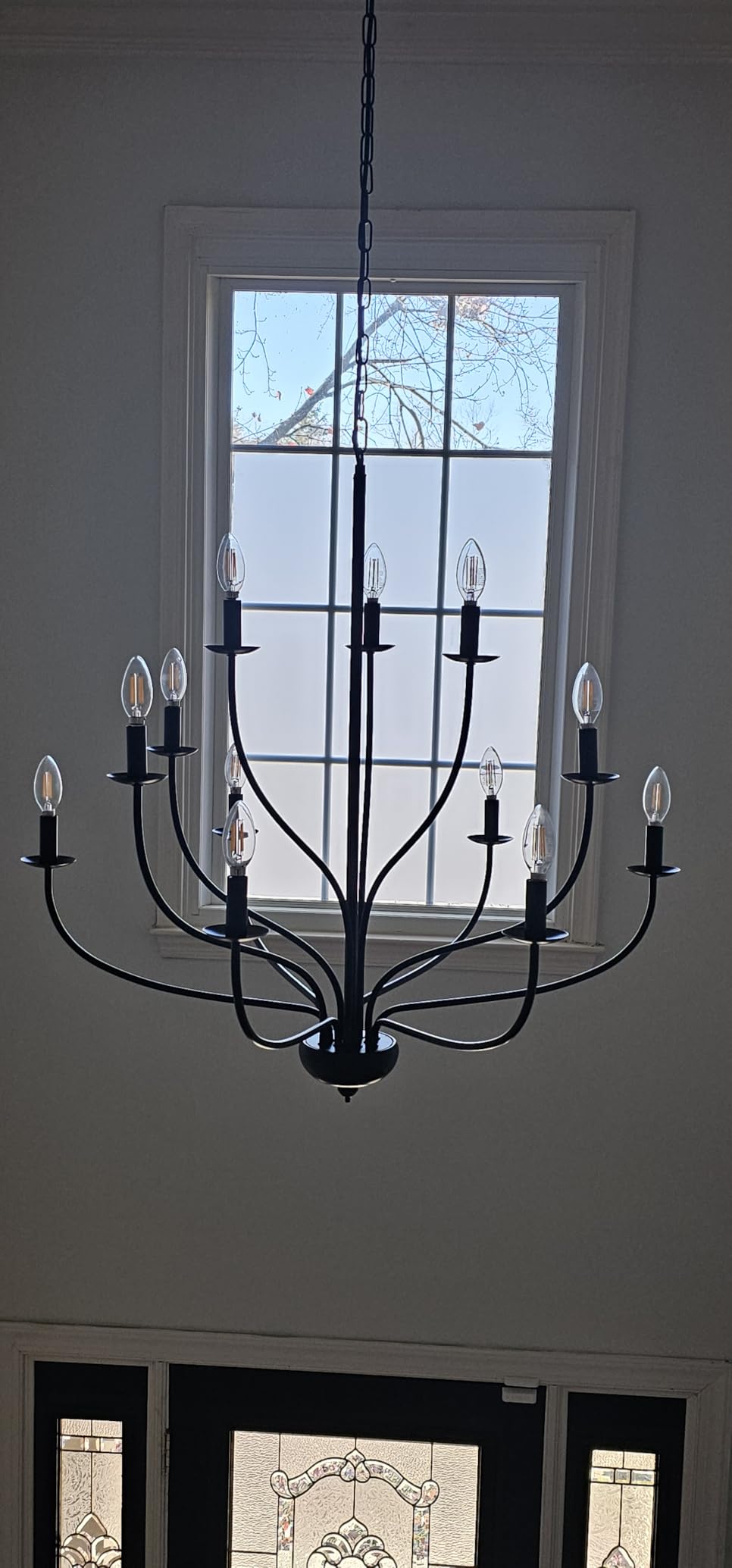 Black Chandelier 12 Light, Large Modern Farmhouse Chandeliers for Dining Room, Industrial Candle Pendant Lighting Fixture for Foyer Hallway Entryway High Ceiling, Bedroom, Living Room, Kitchen E12 customer photo 2