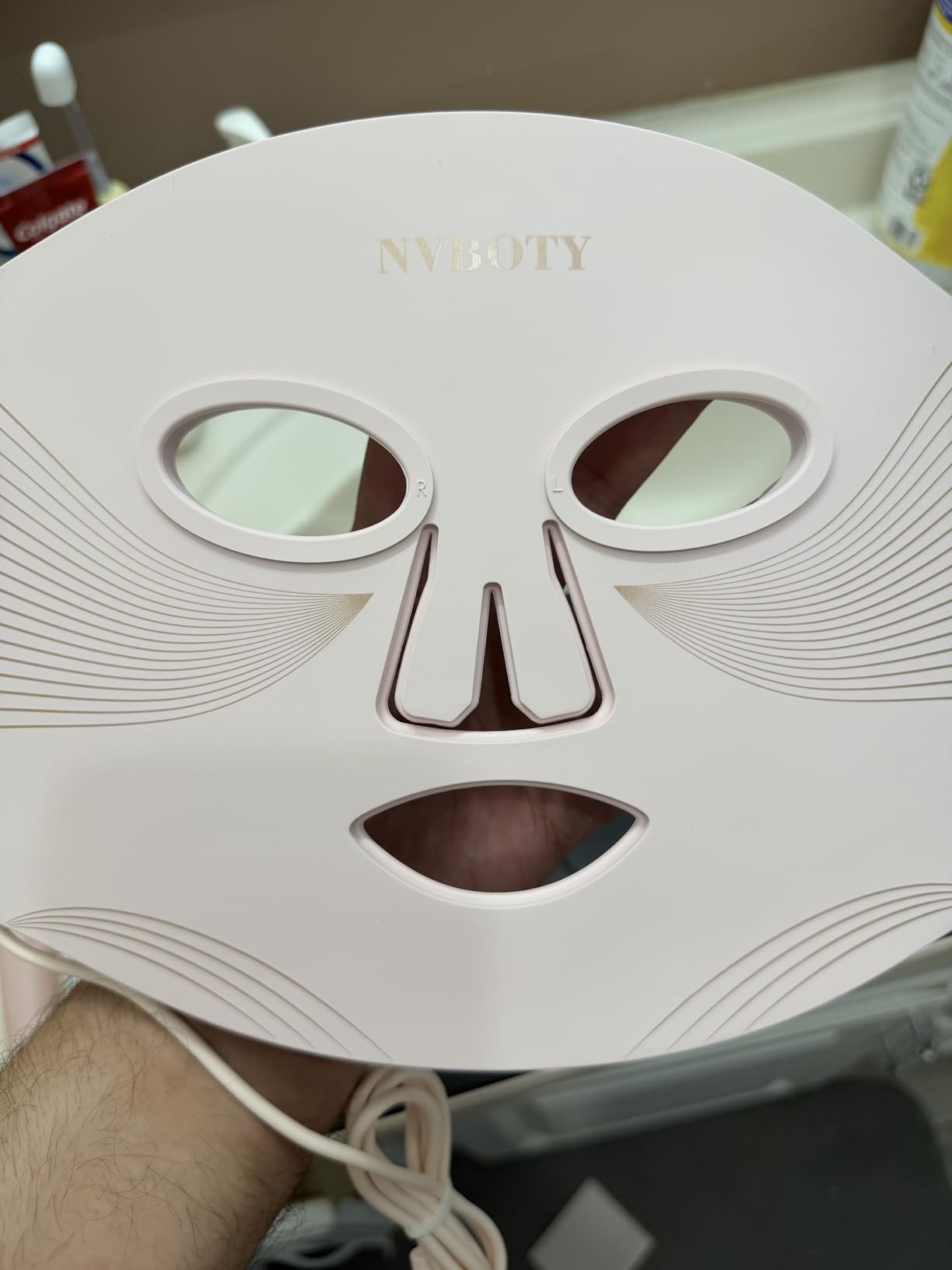 NVBOTY Red Light Therapy Mask, 4 Modes Portable Red Light Therapy for Face, 2000mAh Rechargeable Remote, Blue, Orange, 850NM Infrared & Red Light Mask, 400 LEDs, Timing Function, at Home & Travel customer photo 1