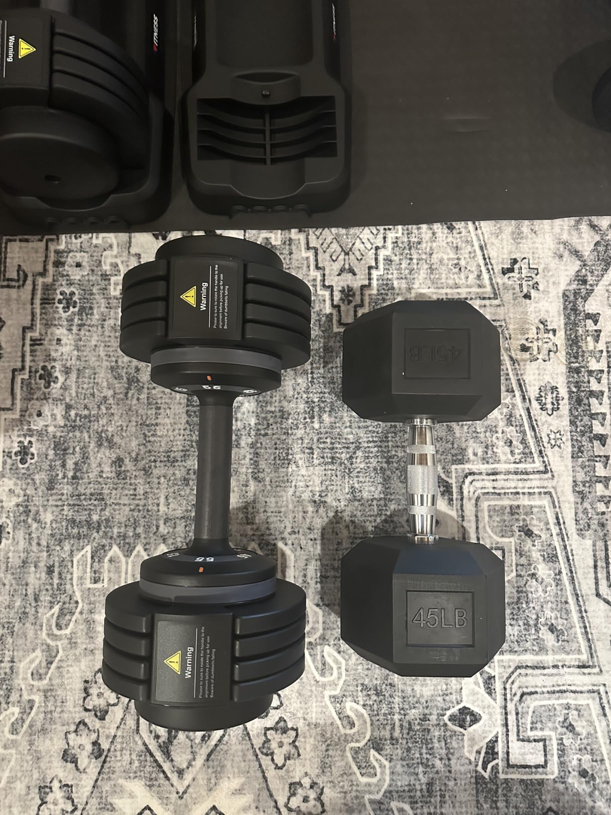 Rendpas Adjustable Dumbbells Set of 2, 5-in-1/10-in-1/16-in-1 Quick-Lock Hand Weights 25/55/80 lbs Pair, Anti-Slip Handle Free Weights Set for Home Gym Strength Training for Men Women customer photo 1