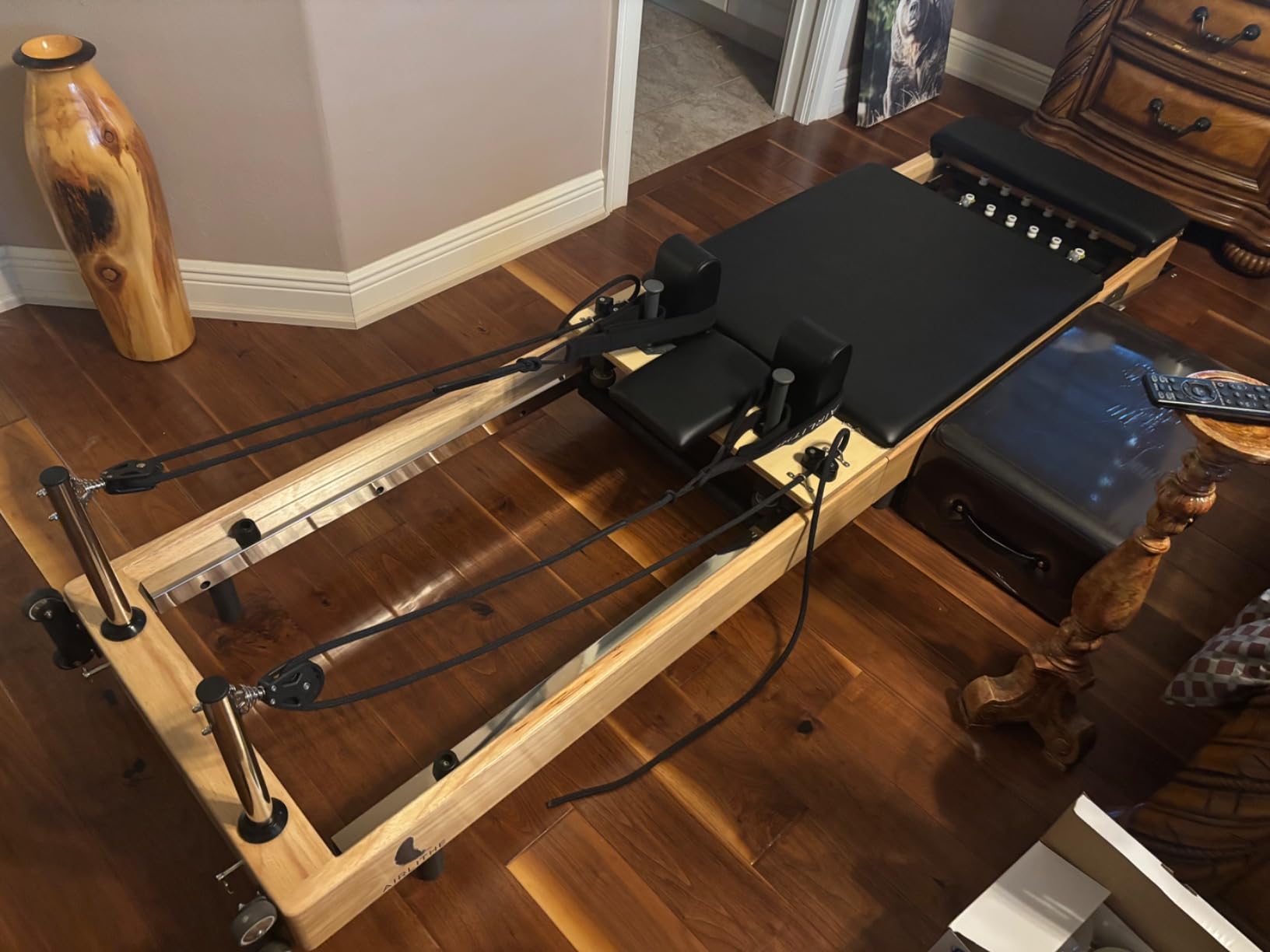 Airlithe Foldable Pilates Reformer Machine for Home Workouts - Wooden Pilates Reformer Equipment with 360-degree Wheels, Reformer Box, Jump Board & Foot Board | 70+ Guided Workouts customer photo 1