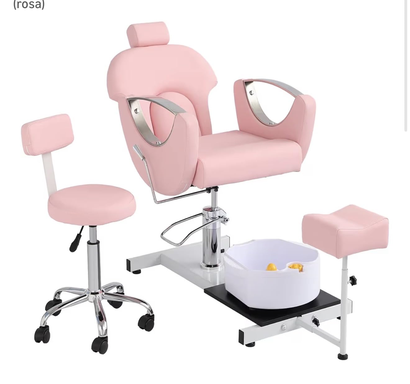 Pedicure Chair with 360 Degree Swivel Stool, Hydraulic Lift Reclining Pedicure Station, Pedicure Chair No Plumbing with Adjustable Footrest for Pedicure Shop,Spa(Pink) customer photo 1