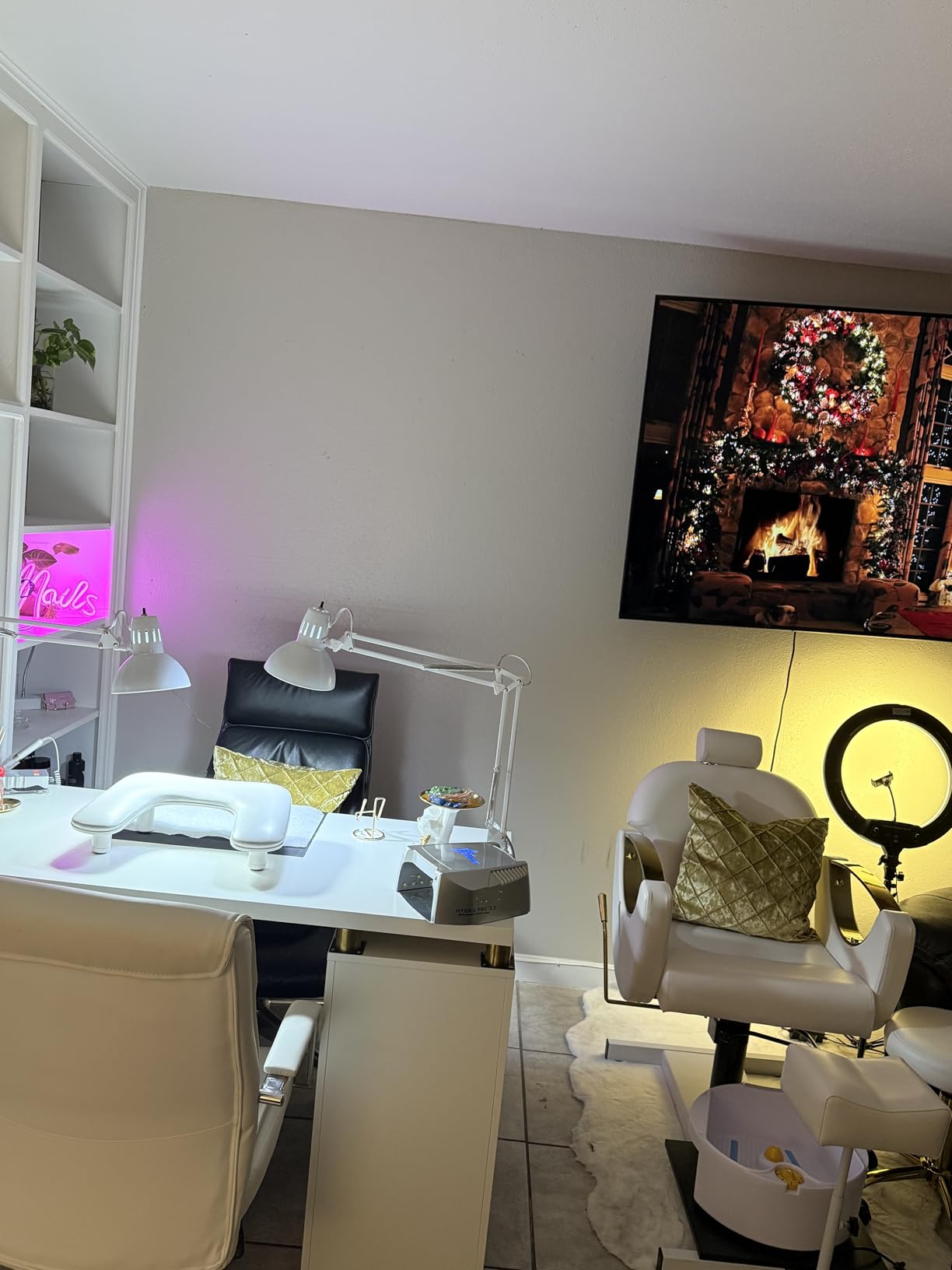 Pedicure Chair with 360 Degree Swivel Stool, Hydraulic Lift Reclining Pedicure Station, Pedicure Chair No Plumbing with Adjustable Footrest for Pedicure Shop,Spa(Pink) customer photo 2