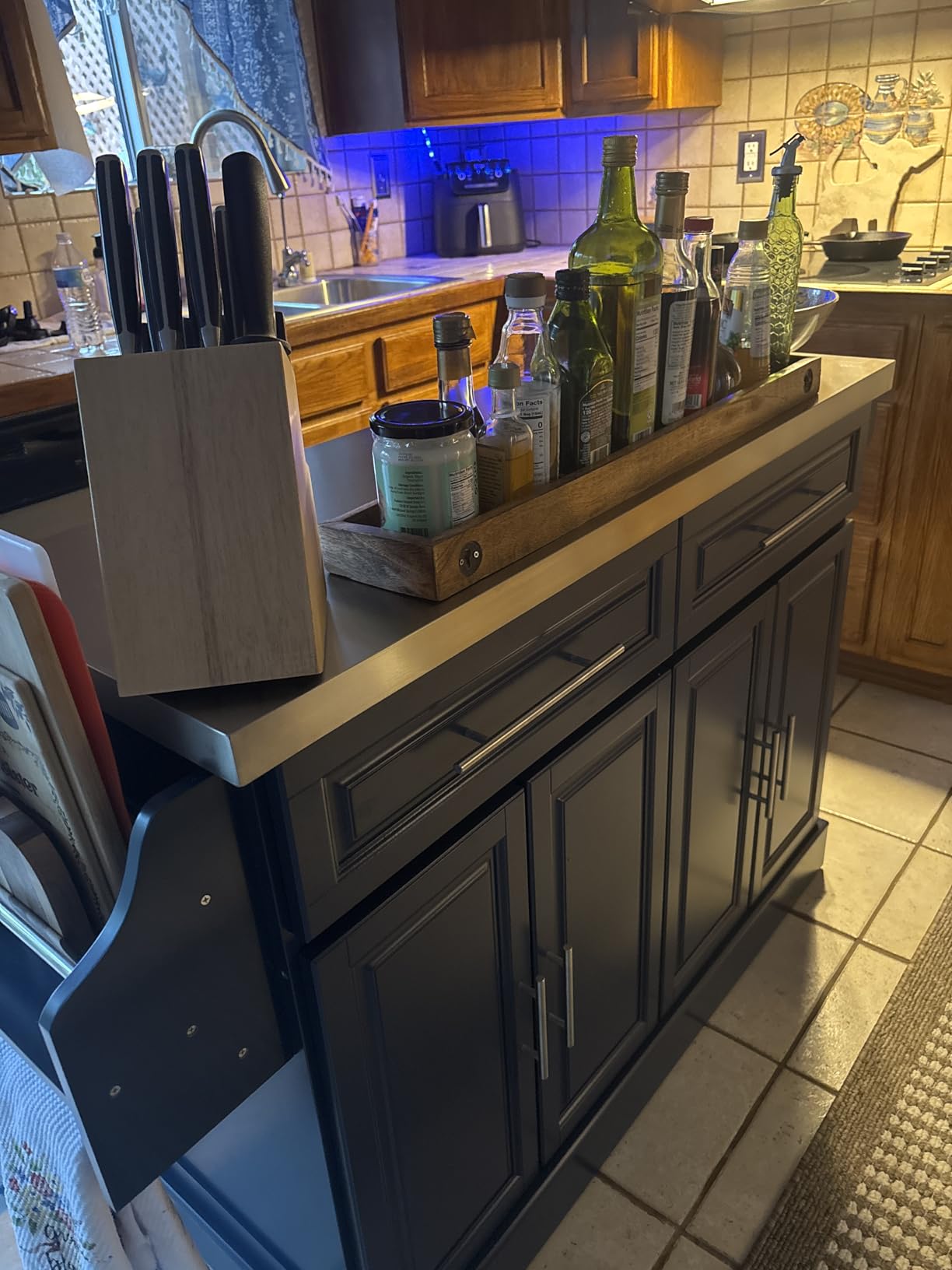 HOMCOM Rolling Kitchen Island Cart with 47