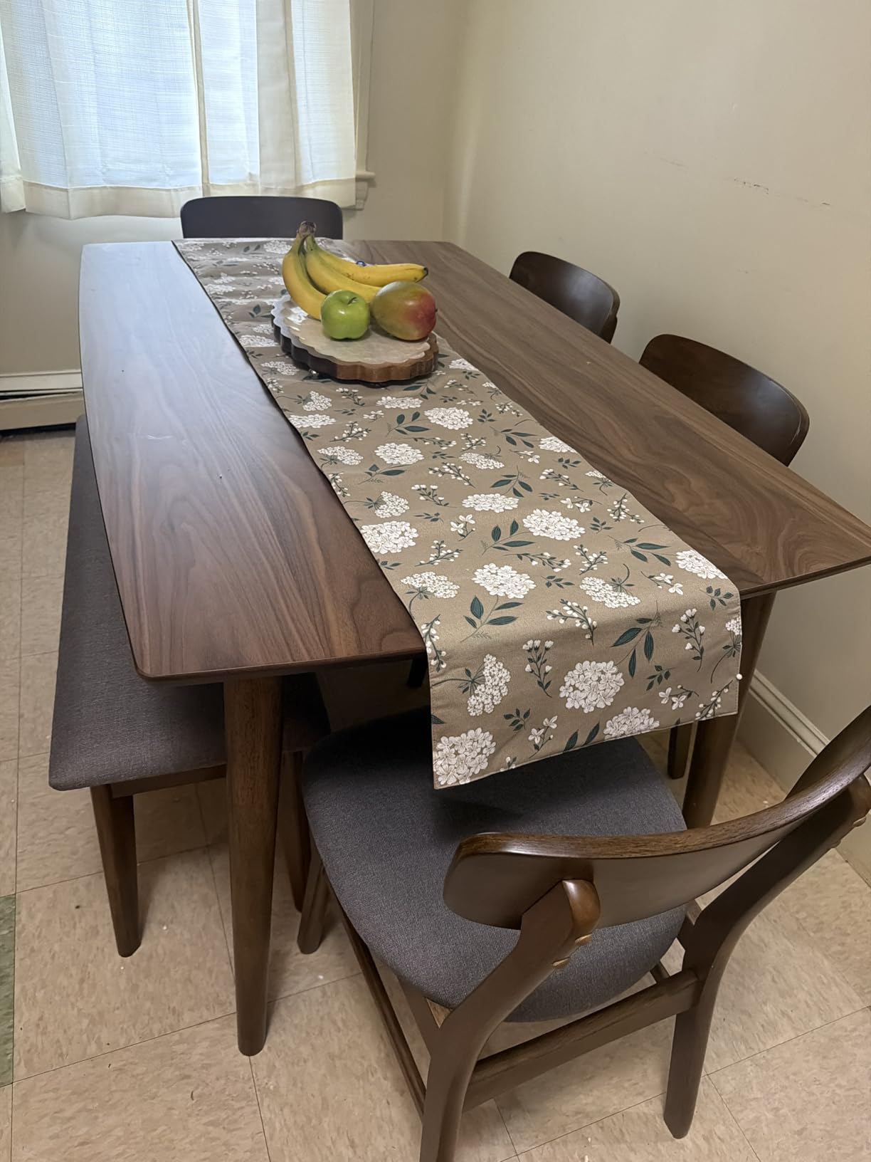 Best Choice Products 6-Piece Wooden Dining Set, Mid-Century Modern Table & Upholstered Chair Set w/Bench Seat, Rubberwood Legs - Walnut/Charcoal customer photo 1