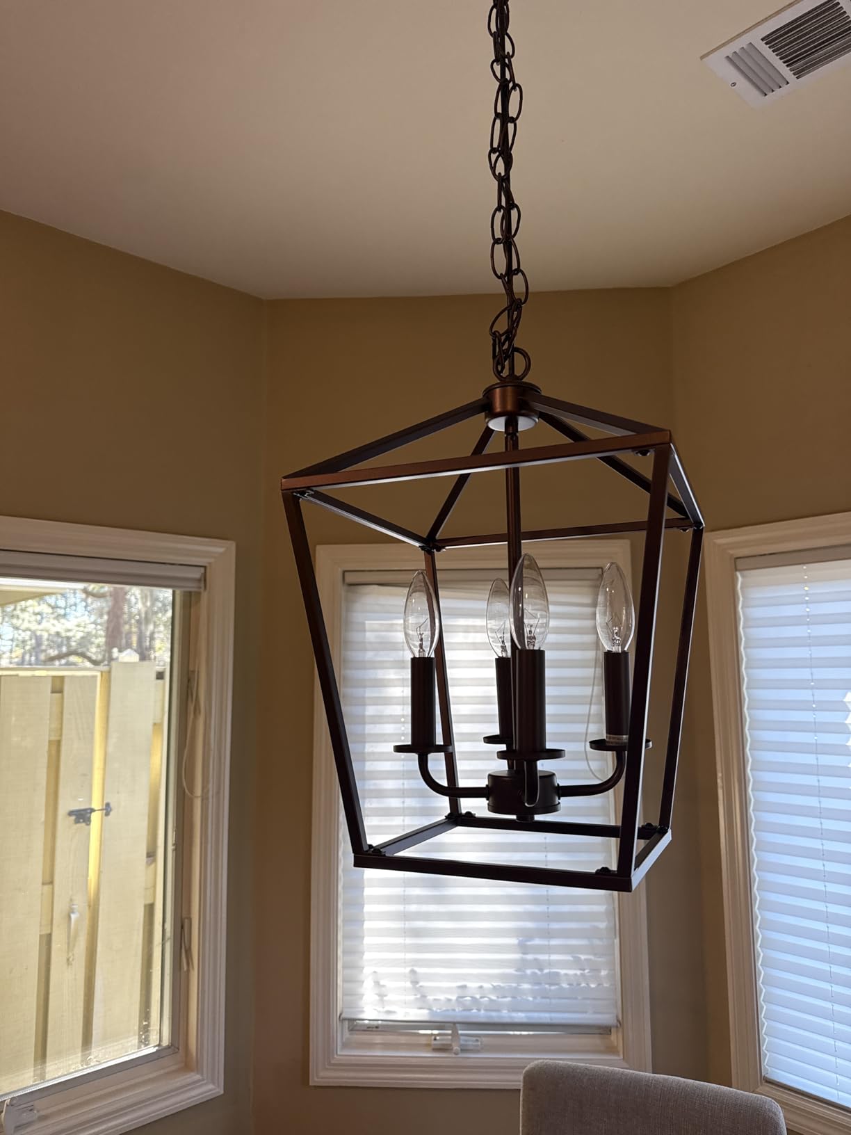 BrightHome Farmhouse Chandelier 4-Light, Black Pendant Light Fixture for Kitchen Island Dining Room, Lantern Industrial Lighting Ceiling Hanging with Metal Cage Adjustable Height for Entryway Foyer customer photo 2