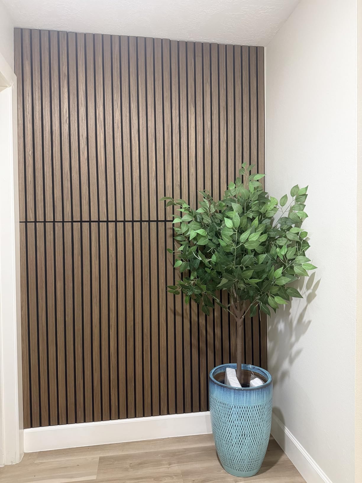 UMIACOUSTICS 6 Packs Acoustic Panel,47.2 x 23.6 Inches Decorative Sound Proof Panel for Office,Home Theater,Studio,Walnut Color customer photo 2