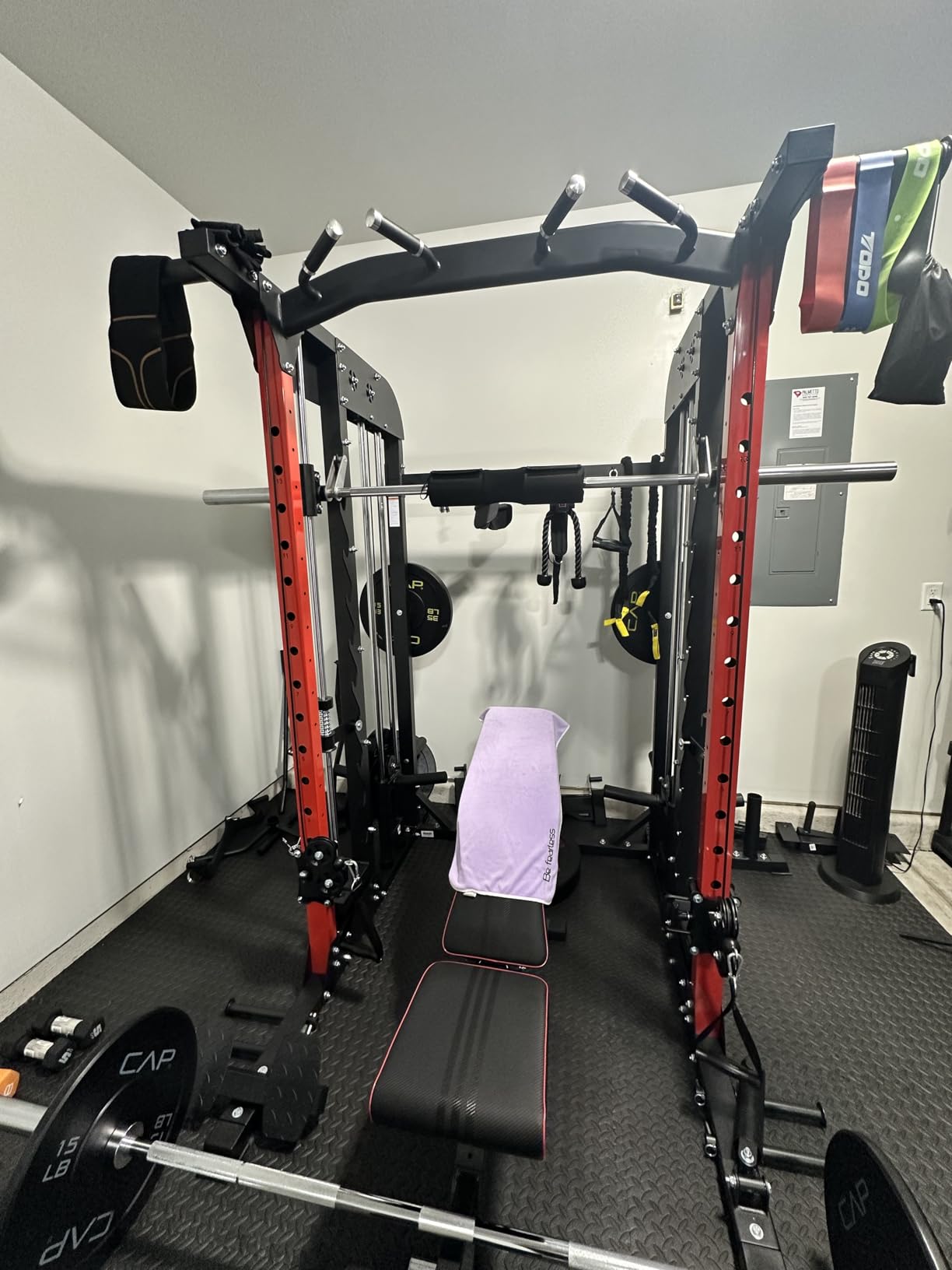 Multi-Functional Machine Power Cage, 2000LB Squat Rack, LAT-Pull Down System, Dual Pulley Cable Crossover System, Home Gym Workout Machine with Strength Training Attachments customer photo 1
