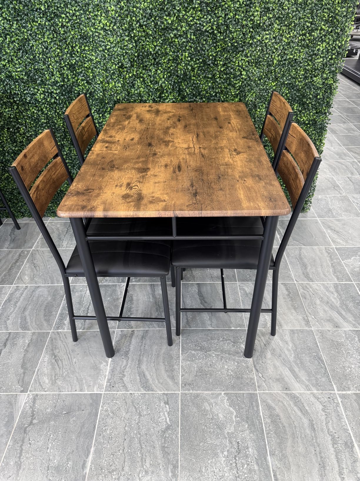 IRONCK Dining Table Set for 4, Rustic Brown | Wood Kitchen Table with Upholstered Chairs for Kitchen Room and Small Spaces customer photo 1