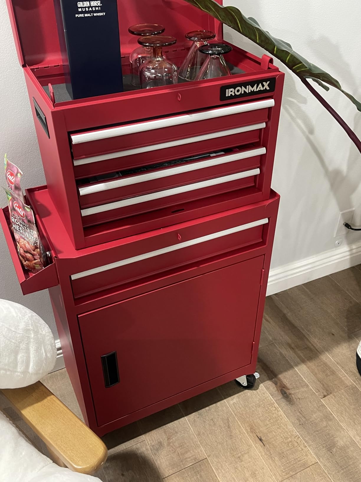 Goplus Tool Chest, 5 Drawers Rolling Tool Cabinet with Detachable Top Toolbox, Universal Lockable Wheels, Lock Bar, Protective Liner & Tool Rack, Metal Tool Storage Cart, Tool Box for Garage Workshop customer photo 1