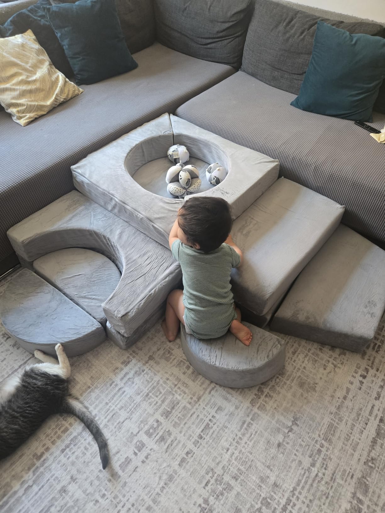 8x10 Area Rugs Washable Rug: Anti-Skid Abstract Modern Living Room Rug Soft Thin Carpets Indoor Floor Non-Shedding Carpet for Bedroom Dining Farmhouse Nursery Home Office (White Gray, 8'x10') customer photo 2