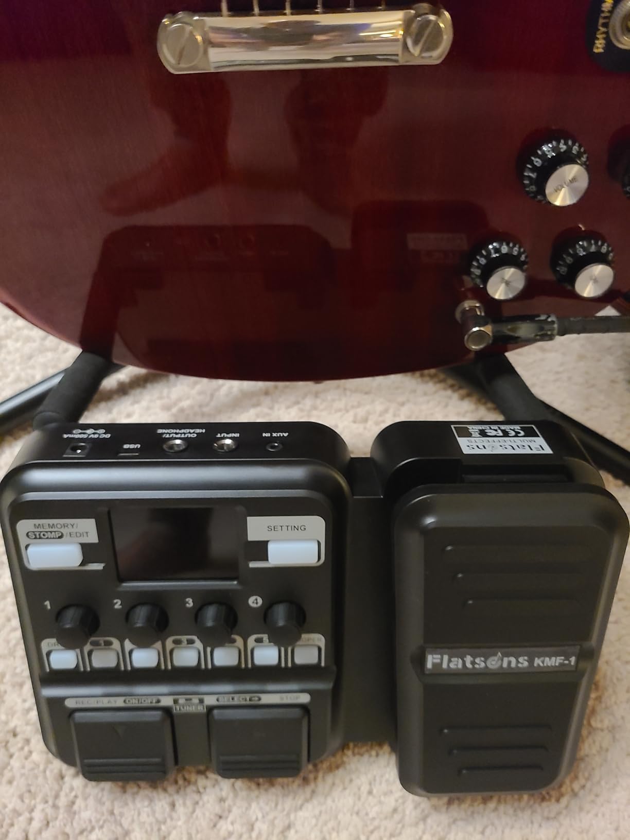 Flatsons KMF-1 Guitar Pedal, 77 Effects Guitar Multi Effects Pedal with 50 Preset, 42 Drum Rhythm, 18 Amp/Cab, Upgraded Color Screen, Aux In, Guitar Tuner Looper Expression Wah Volume Distortion Pedal customer photo 2