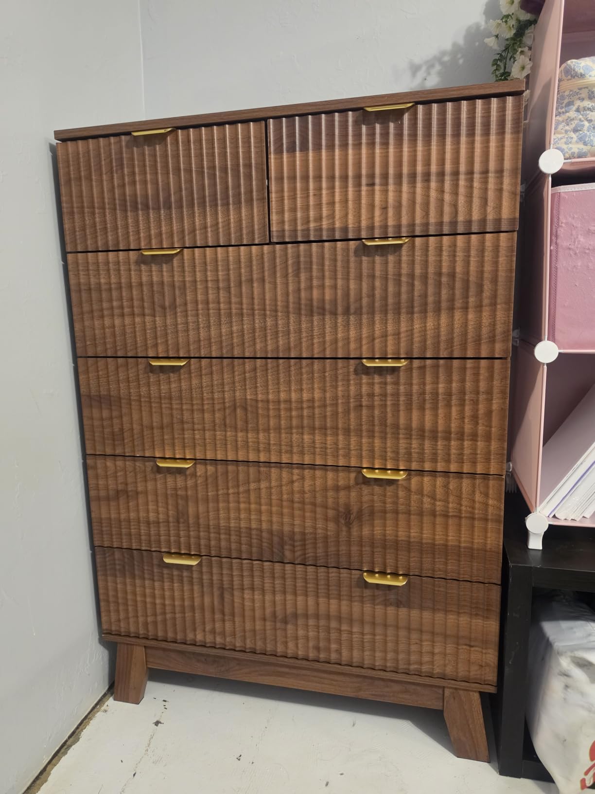 Fluted Dresser for Bedroom with 6 Drawers, 48