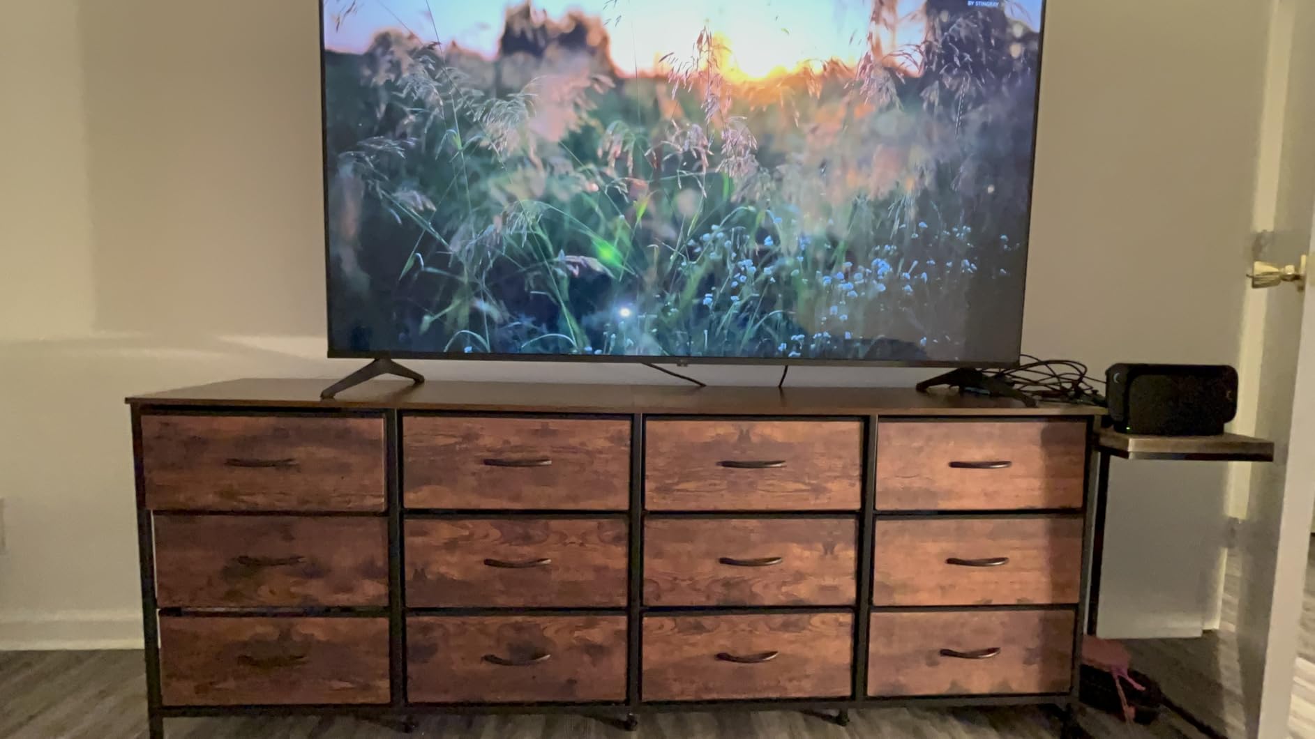 Huuger 70 Inch Dresser for Bedroom, TV Stand for 65, 75, 80 Inch TV, 12 Fabric Drawer Long Dresser, Large Entertainment Center for Bedroom, Wide Chest of Drawer with Storage, Rustic Brown customer photo 2
