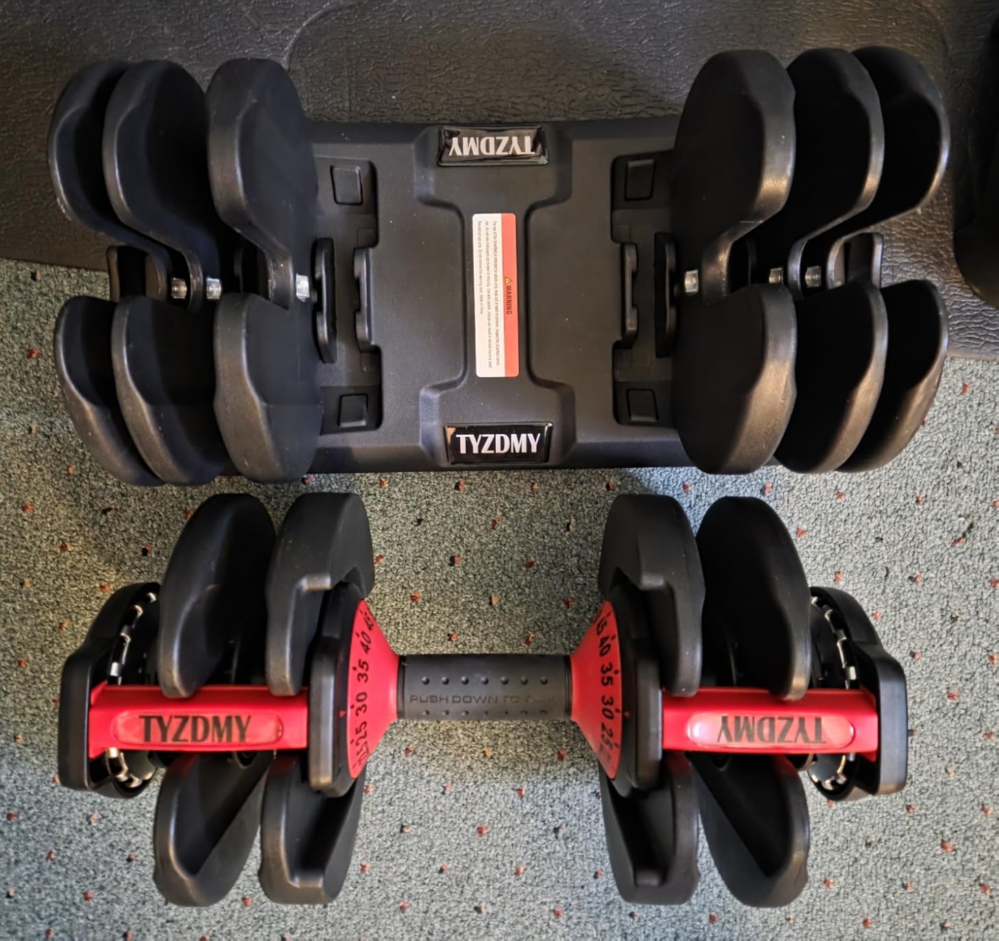 TYZDMY Adjustable Dumbbells Set of 2，Free Weights Dumbbells Set，Adjustable Dumbbell Set，52.5 lbs pair 105 lbs，15 in 1，for Men/Women Gym Equipment for Home Strength Training Equipment customer photo 1