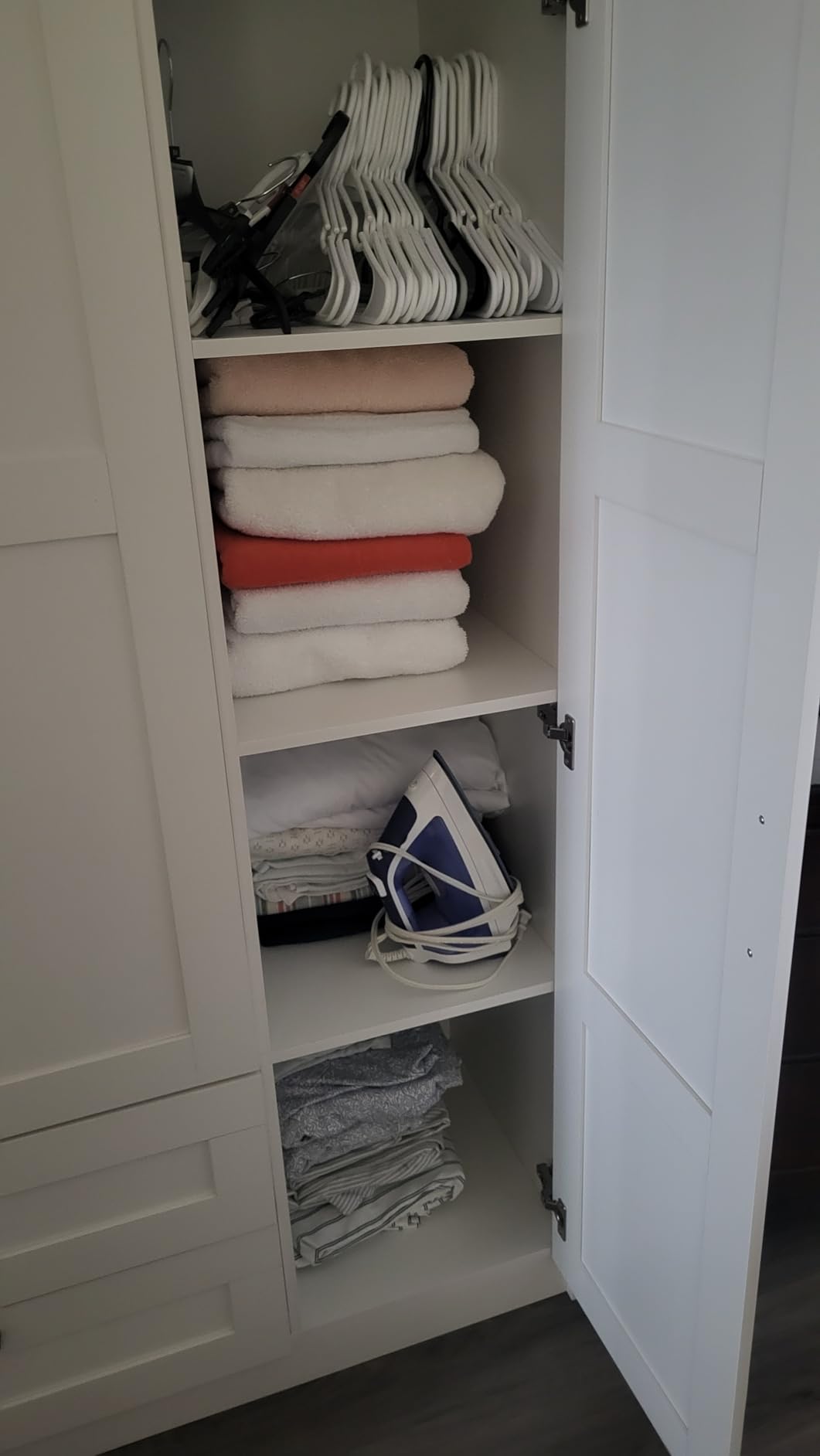 Fenghua Lizhi 3 Doors Wooden Wardrobe Closet Armoire, White Storage Cabinet for Hanging Clothes, Bedroom Large Capacity Freestanding Armoire,Wood Wardrobe Combination with Shelves (2drawer, White) customer photo 2