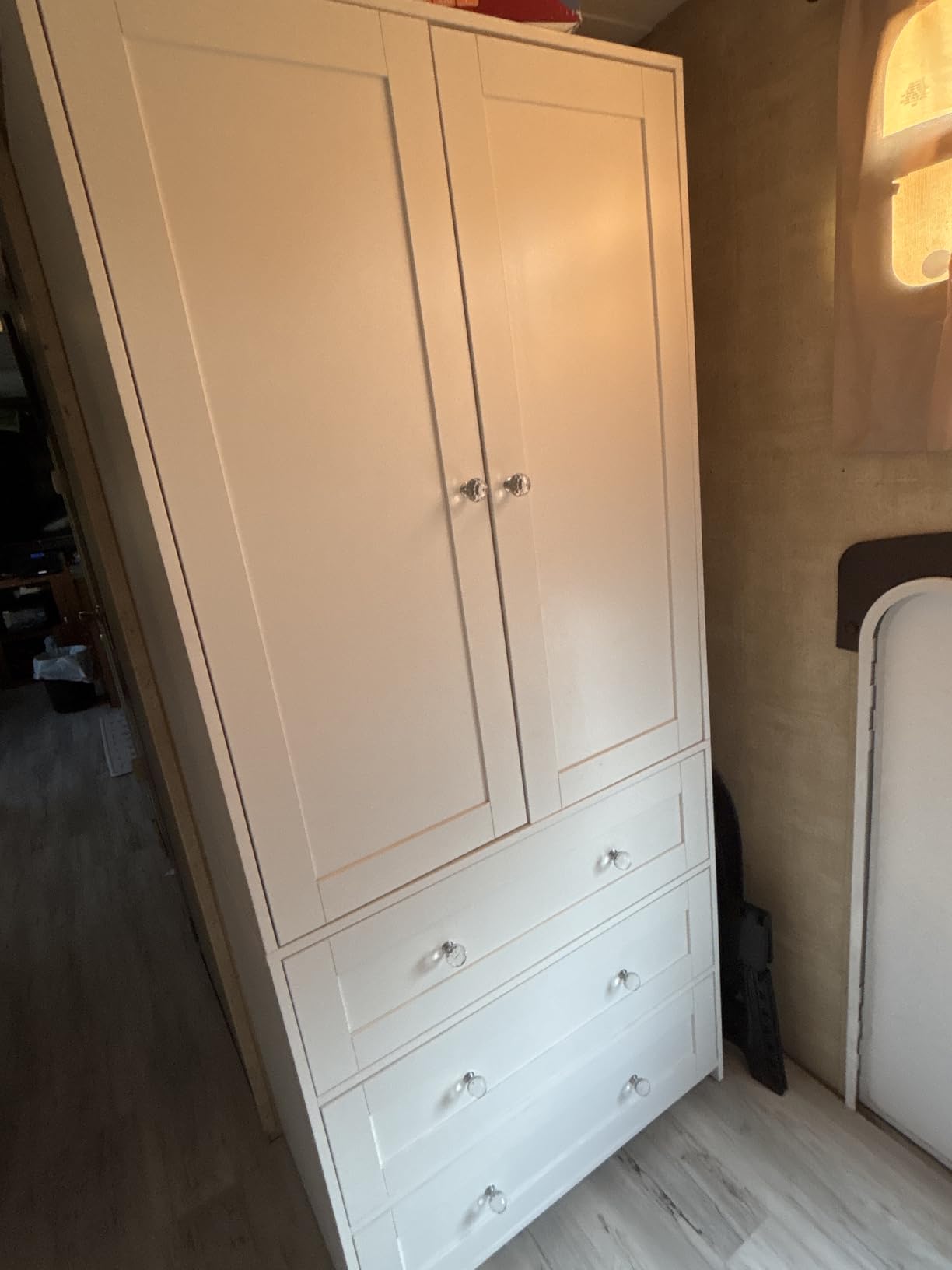 VOWNER Armoire Wardrobe Closet with Drawers and Mirror, 71