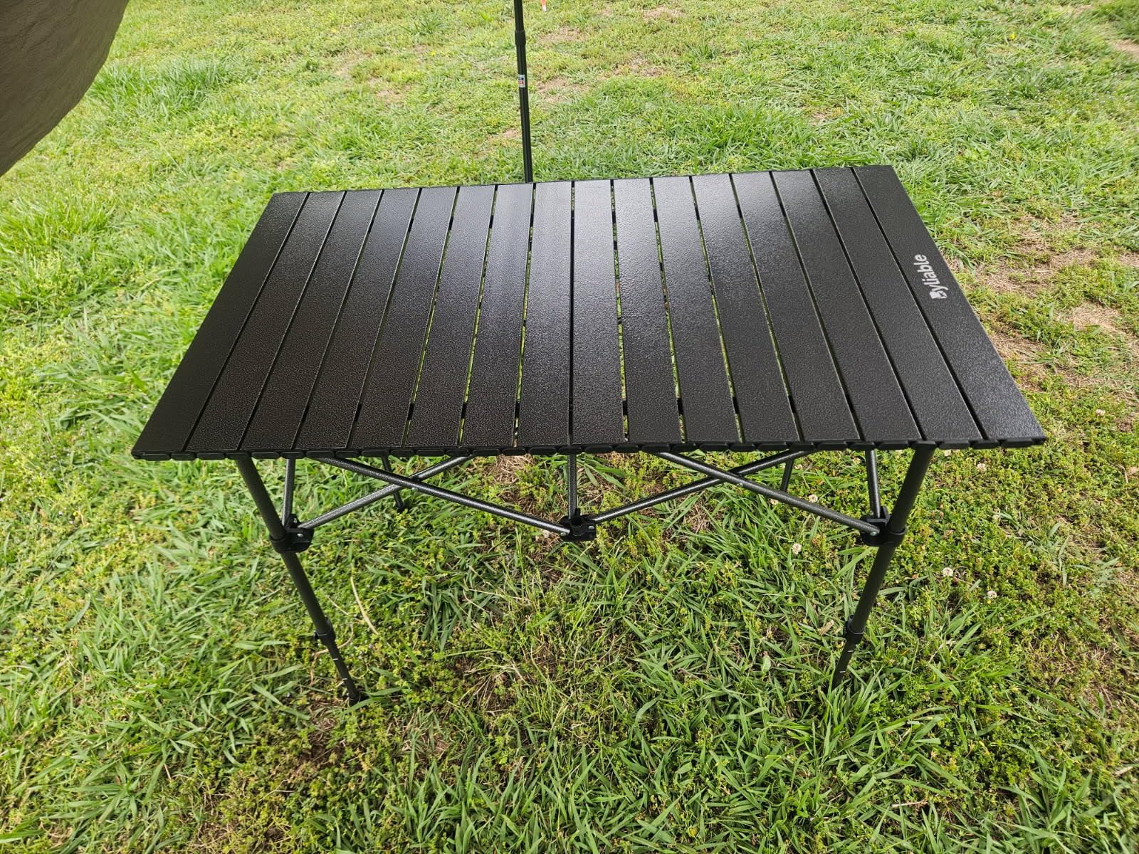 Byliable Camping Table Folding Portable Camp Aluminum Fold Up Lightweight Roll Up Table Adjustable Height with Carry Bag Indoor Outdoor for Camping, Picnic, Backyard, BBQ, Patio, Black customer photo 1