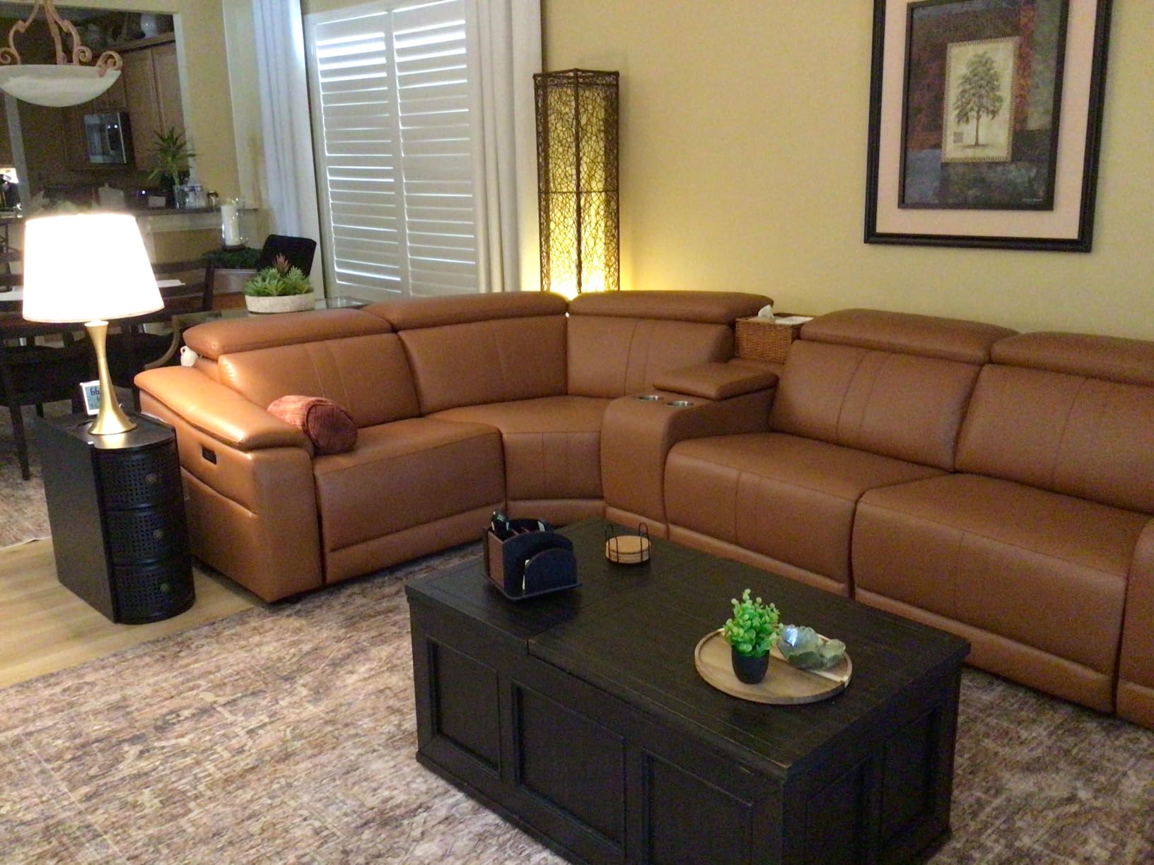 Power Recliner Sectional Sofa, L-Shaped Living Room Furniture Set, Flannel Sectional Sofa, Reclining Sectional Couch for Living Room/House/Apt (Green, 5 Seater) customer photo 1