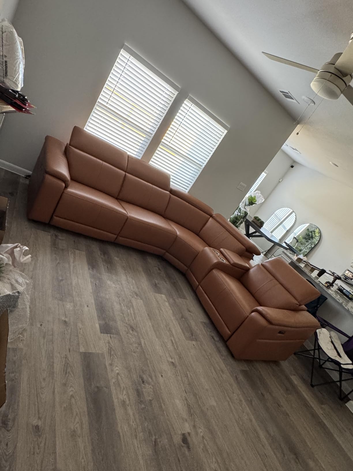 Power Recliner Sectional Sofa, L-Shaped Living Room Furniture Set, Flannel Sectional Sofa, Reclining Sectional Couch for Living Room/House/Apt (Green, 5 Seater) customer photo 2