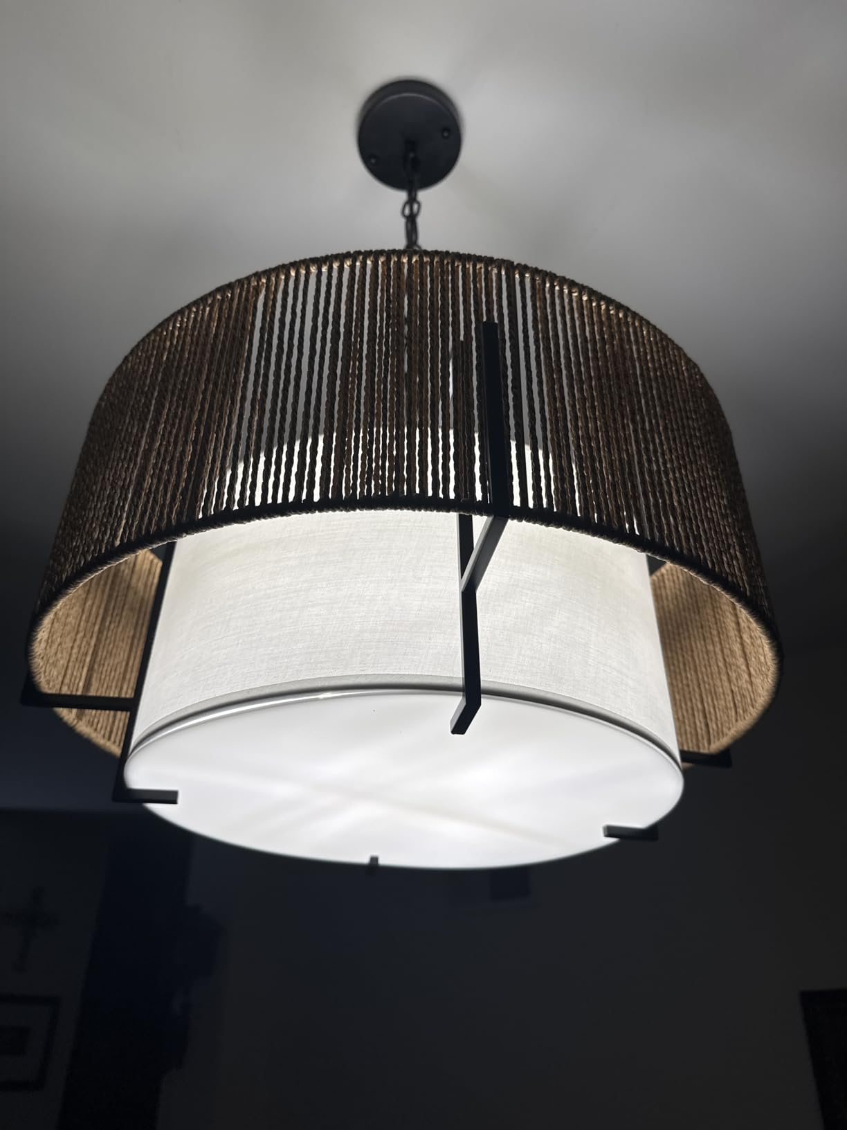 4-Light Rattan Chandelier, 19.7