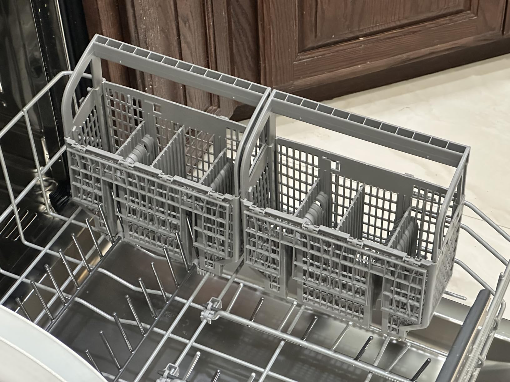 Upgraded 00675794 675794 9001396277 Dishwasher Cutlery Basket Silverware Basket (Gray) Replacement Part Compatible with Bosch Dishwashers, Set of 2 customer photo 2