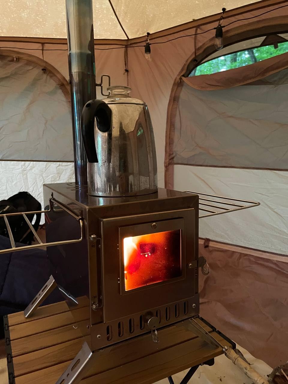 Hot Tent Stove, unho Wood Burning Stove, Portable Wood Stove with 6 Stainless Chimney Pipes for Outdoor Heating & Cooking, Ice Fishing, Hunting, Winter Warmth customer photo 2
