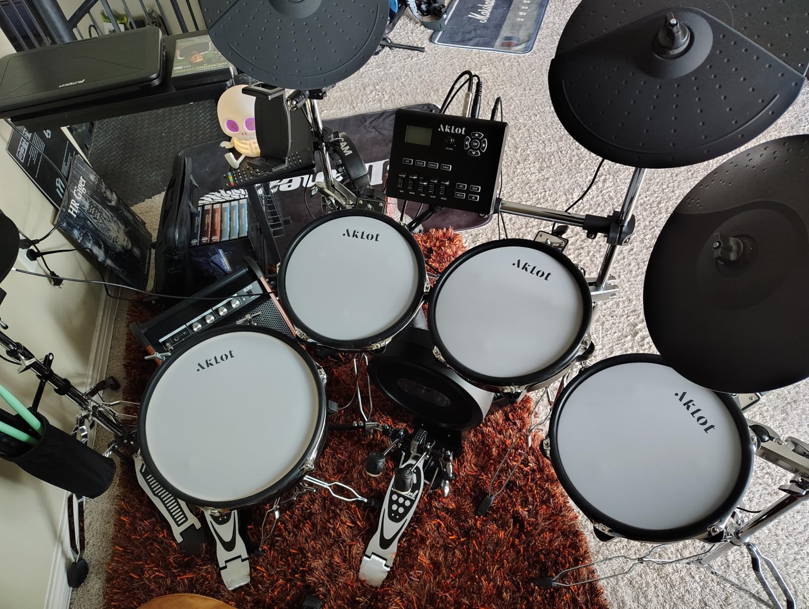 AKLOT Acoustic-Style Electric Drum Set: Independent 16'' Wooden Bass Drum and 12'' Snare, Triple-Zone Ride Cymbal, Standalone Hi-Hat, Full Mesh Pads, 460 Sounds, USB MIDI, Throne, Sticks (B-CORE543) customer photo 1