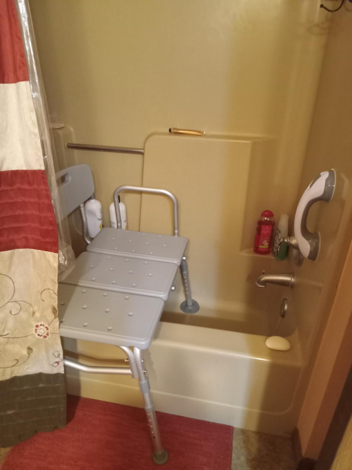HOMLAND Tub Transfer Bench with Backrest for Bathtub, Height Adjustable | 400 lbs, Slip-Resistant Feet, Sturdy Aluminum Heavy Duty Shower Chair, Safer Bathing Aid Bench for Elderly and Disabled customer photo 1