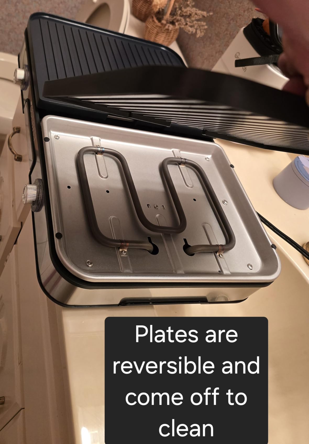 Gourmia 3-in-1 Indoor Grill & Griddle Electric Combo - Dual Independent Cooking Zones, Reversible Nonstick Ceramic Plates, XL Cooking Surface, 250-400F Adjustable Temp, Dishwasher Safe customer photo 1